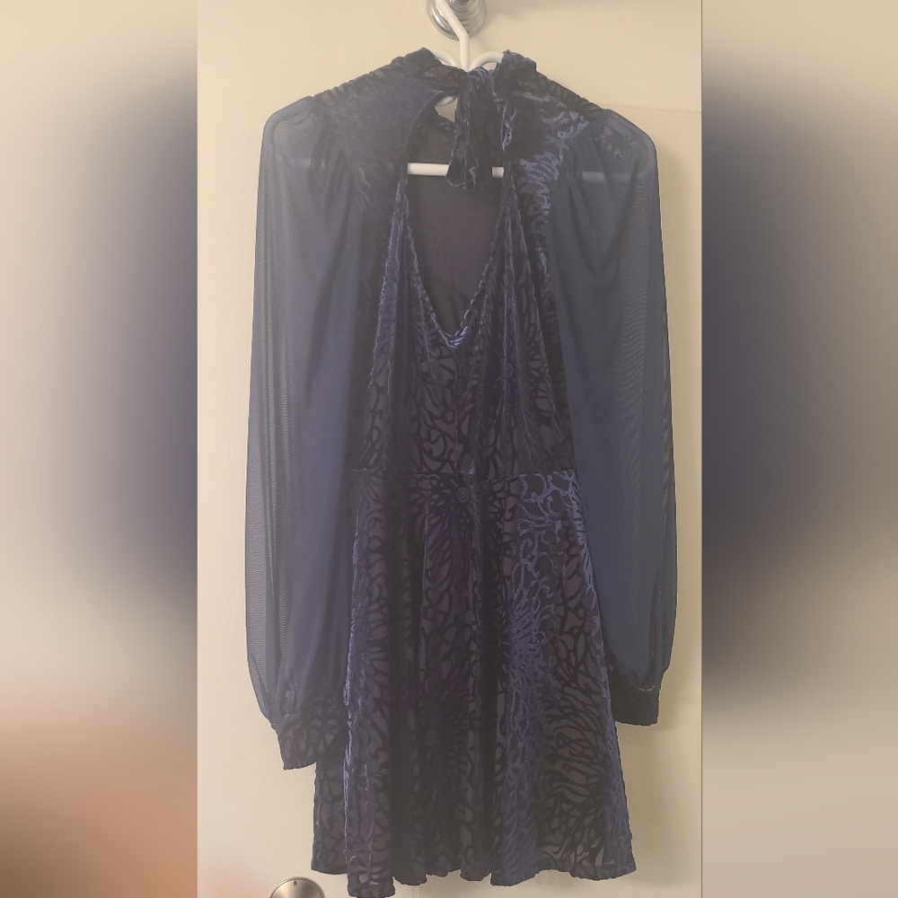 Blackmilk Navy burned velvet dress.  L - Picture 2 of 10